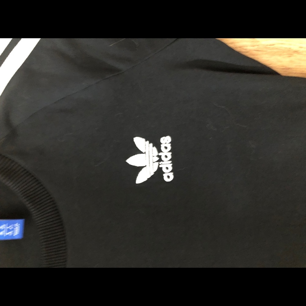 adidas Black Maxi Dress with White Stripe Sleeve Detail - Picture 2 of 6